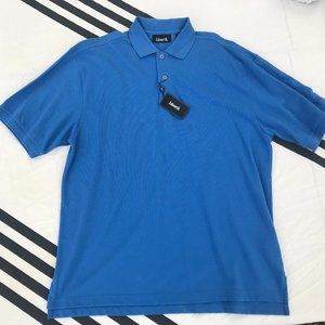 NEW ASHWORTH Polo Shirt Short Sleeve BLUE Mens L LARGE MEN'S "MARSH"